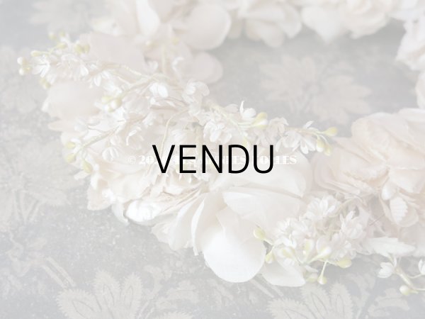 画像9: アンティーク 薔薇の花冠 オフホワイト 布花のヘッドリース ティアラ (9)