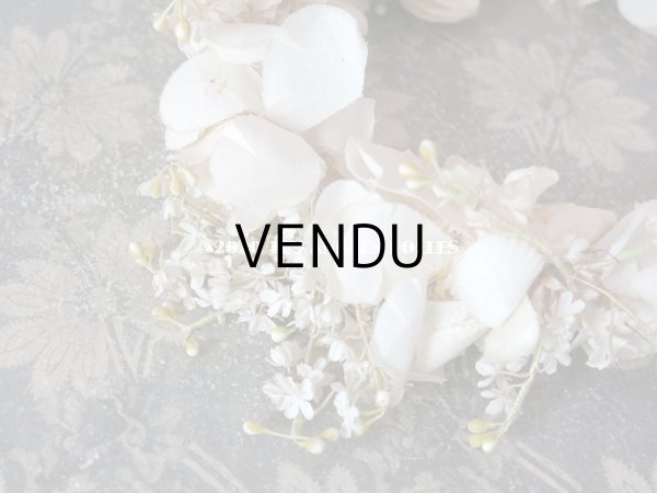 画像7: アンティーク 薔薇の花冠 オフホワイト 布花のヘッドリース ティアラ (7)