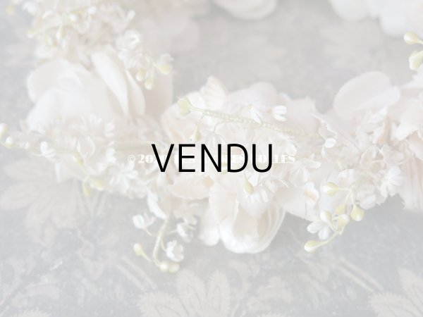 画像10: アンティーク 薔薇の花冠 オフホワイト 布花のヘッドリース ティアラ (10)