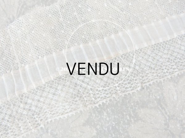 画像5: アンティーク ドット柄チュールレースのプリーツリボン エクリュ  約8〜8.5cm幅　 (5)