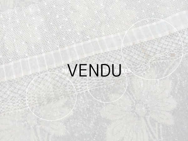 画像7: アンティーク ドット柄チュールレースのプリーツリボン エクリュ  約8〜8.5cm幅　 (7)