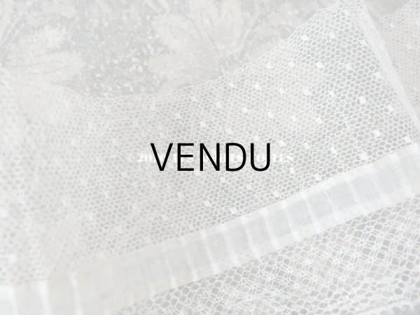 画像3: アンティーク ドット柄チュールレースのプリーツリボン エクリュ  約8〜8.5cm幅　 (3)