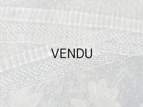 画像9: アンティーク ドット柄チュールレースのプリーツリボン エクリュ  約8〜8.5cm幅　 (9)