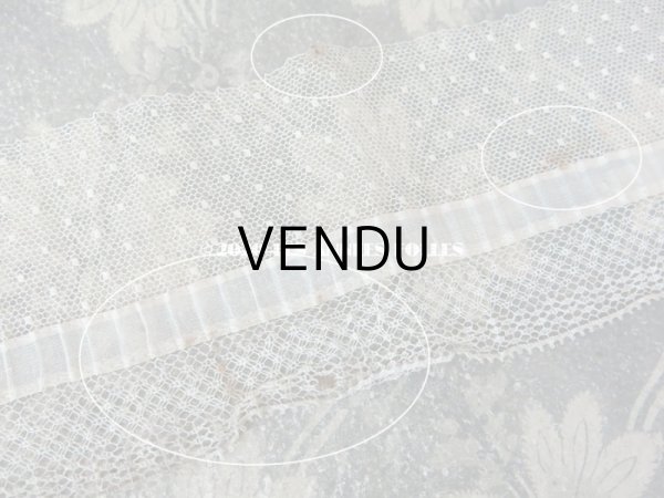 画像8: アンティーク ドット柄チュールレースのプリーツリボン エクリュ  約8〜8.5cm幅　 (8)