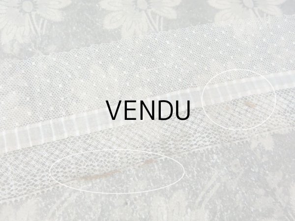 画像6: アンティーク ドット柄チュールレースのプリーツリボン エクリュ  約8〜8.5cm幅　 (6)