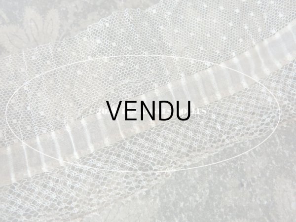 画像4: アンティーク ドット柄チュールレースのプリーツリボン エクリュ  約8〜8.5cm幅　 (4)