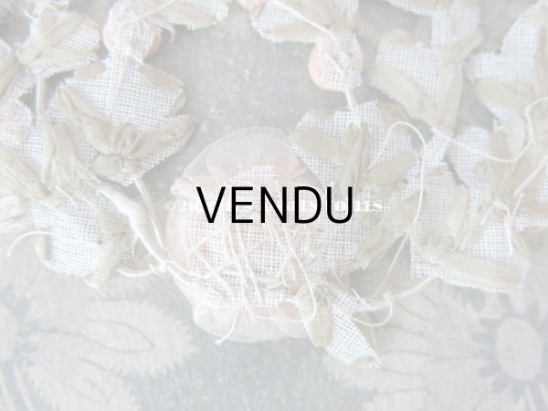 画像14: アンティーク シルク製 シルクシフォンの淡いピンクの薔薇 大きなロココモチーフ (L) (14)