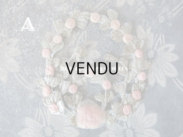 画像5: アンティーク シルク製 シルクシフォンの淡いピンクの薔薇 大きなロココモチーフ (L) (5)