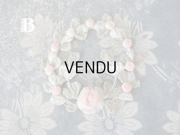 画像10: アンティーク シルク製 シルクシフォンの淡いピンクの薔薇 大きなロココモチーフ (M) (10)