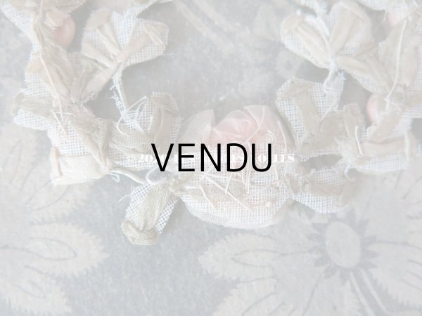 画像14: アンティーク シルク製 シルクシフォンの淡いピンクの薔薇 大きなロココモチーフ (M) (14)