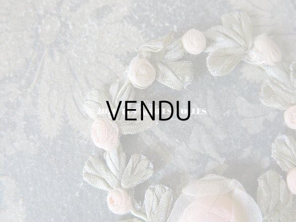 画像4: アンティーク シルク製 シルクシフォンの淡いピンクの薔薇 大きなロココモチーフ (S) (4)