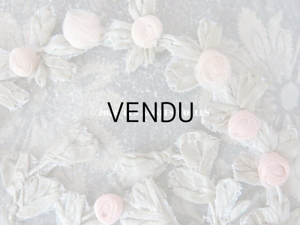 画像12: アンティーク シルク製 シルクシフォンの淡いピンクの薔薇 大きなロココモチーフ (L) (12)