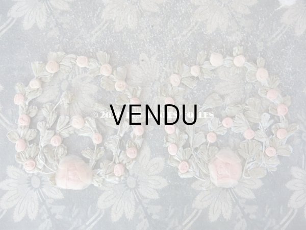 画像4: アンティーク シルク製 シルクシフォンの淡いピンクの薔薇 大きなロココモチーフ (L) (4)