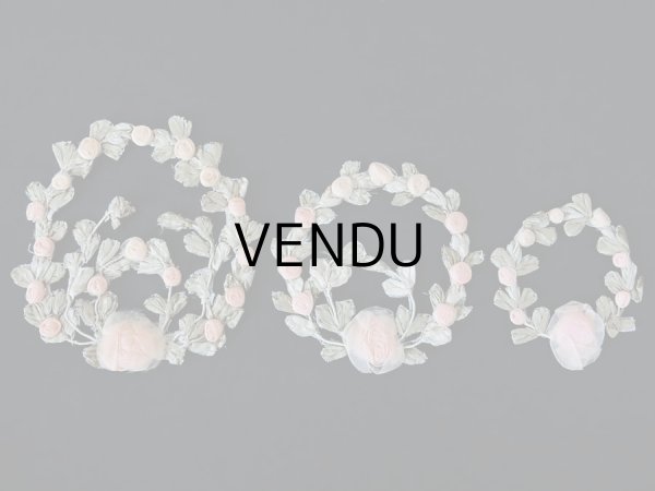 画像6: アンティーク シルク製 シルクシフォンの淡いピンクの薔薇 大きなロココモチーフ (S) (6)