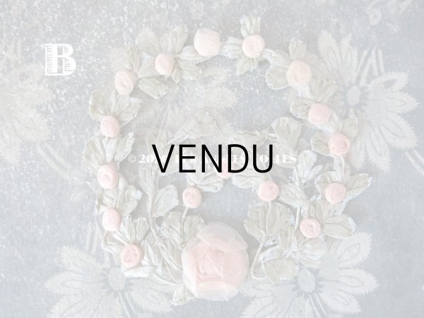 画像10: アンティーク シルク製 シルクシフォンの淡いピンクの薔薇 大きなロココモチーフ (L) (10)