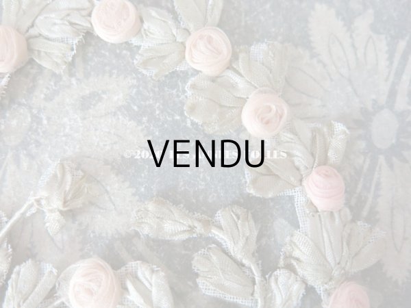 画像8: アンティーク シルク製 シルクシフォンの淡いピンクの薔薇 大きなロココモチーフ (L) (8)