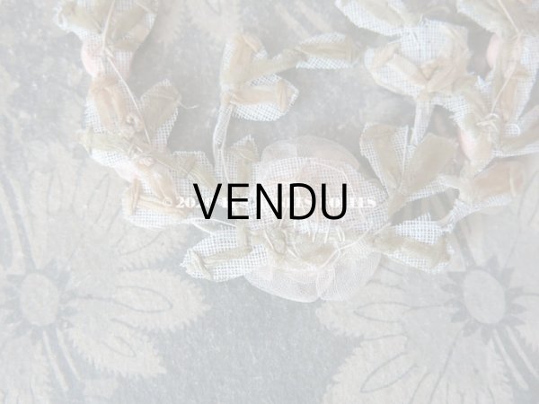 画像9: アンティーク シルク製 シルクシフォンの淡いピンクの薔薇 大きなロココモチーフ (M) (9)