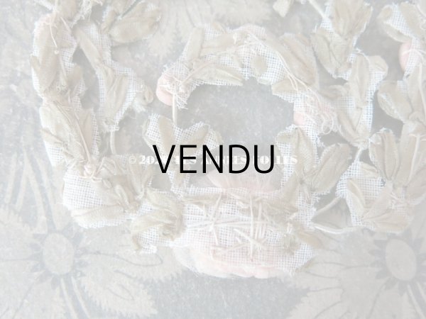 画像9: アンティーク シルク製 シルクシフォンの淡いピンクの薔薇 大きなロココモチーフ (L) (9)