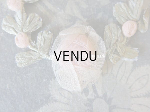 画像3: アンティーク シルク製 シルクシフォンの淡いピンクの薔薇 大きなロココモチーフ (S) (3)