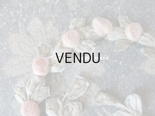 画像7: アンティーク シルク製 シルクシフォンの淡いピンクの薔薇 大きなロココモチーフ (M) (7)