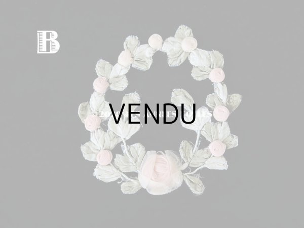 画像4: アンティーク シルク製 シルクシフォンの淡いピンクの薔薇 大きなロココモチーフ (M) (4)