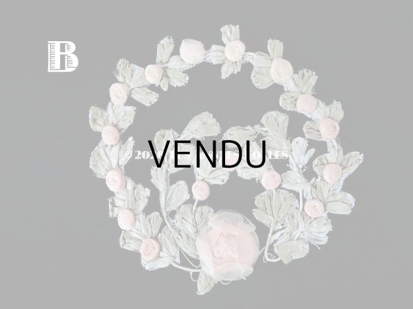 画像3: アンティーク シルク製 シルクシフォンの淡いピンクの薔薇 大きなロココモチーフ (L) (3)