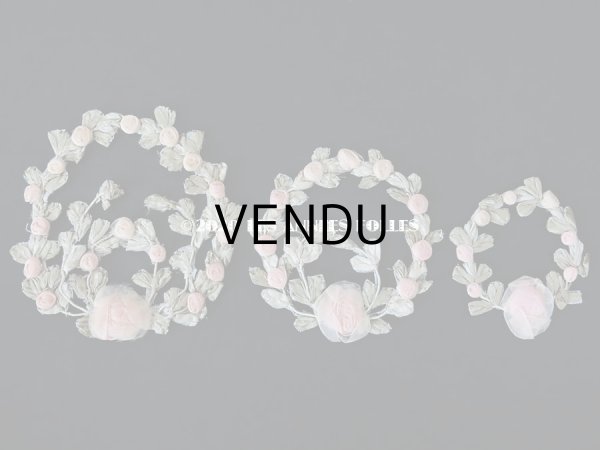 画像16: アンティーク シルク製 シルクシフォンの淡いピンクの薔薇 大きなロココモチーフ (M) (16)