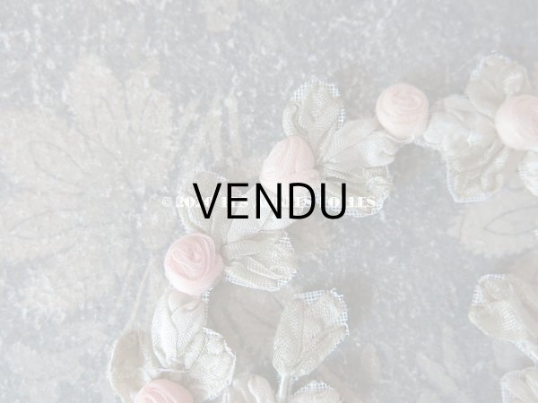 画像12: アンティーク シルク製 シルクシフォンの淡いピンクの薔薇 大きなロココモチーフ (M) (12)