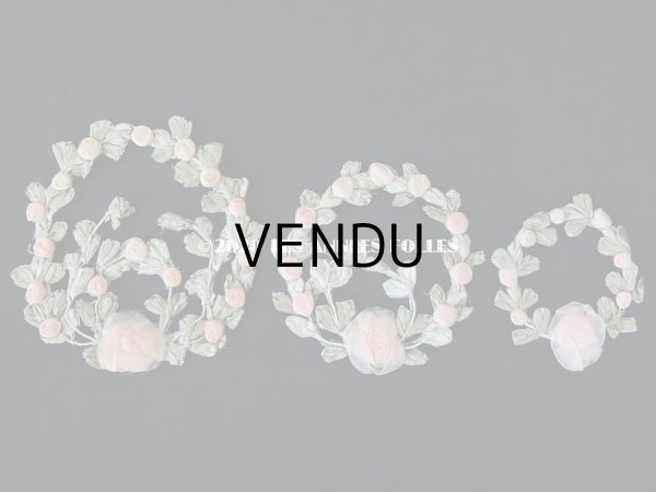画像15: アンティーク シルク製 シルクシフォンの淡いピンクの薔薇 大きなロココモチーフ (L) (15)