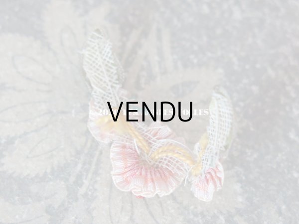 画像4: アンティーク シルク製 ピンクの小さなロココモチーフ  (4)