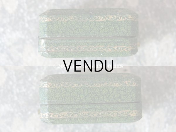 画像5: アンティーク ペンダント用 ジュエリーボックス 金彩入り グリーン  (5)