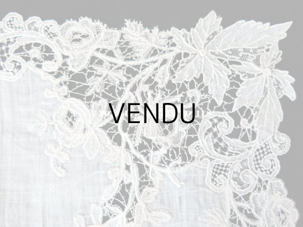 画像7: アンティーク 薔薇模様 ポワンドガーズ & デュシェス 結婚式のハンカチ　【ポワン・ド・ガーズ】 (7)