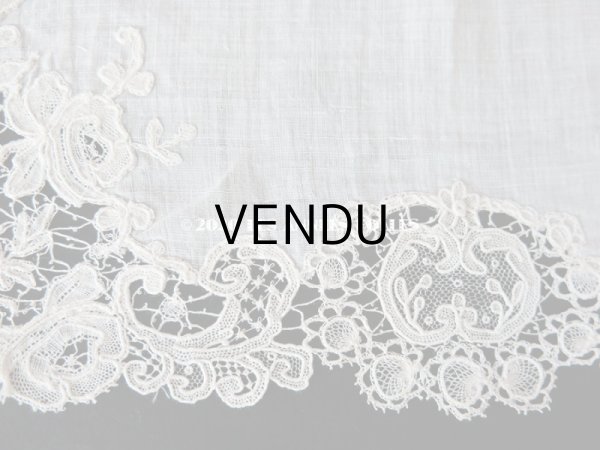 画像9: アンティーク 薔薇模様 ポワンドガーズ & デュシェス 結婚式のハンカチ　【ポワン・ド・ガーズ】 (9)