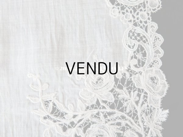 画像17: アンティーク 薔薇模様 ポワンドガーズ & デュシェス 結婚式のハンカチ　【ポワン・ド・ガーズ】 (17)