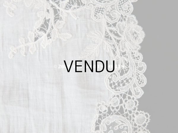 画像15: アンティーク 薔薇模様 ポワンドガーズ & デュシェス 結婚式のハンカチ　【ポワン・ド・ガーズ】 (15)