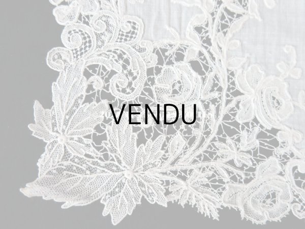 画像8: アンティーク 薔薇模様 ポワンドガーズ & デュシェス 結婚式のハンカチ　【ポワン・ド・ガーズ】 (8)