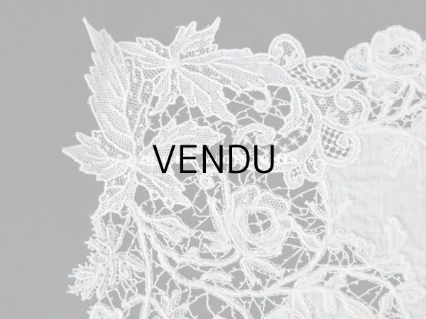 画像3: アンティーク 薔薇模様 ポワンドガーズ & デュシェス 結婚式のハンカチ　【ポワン・ド・ガーズ】 (3)