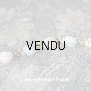 画像: アンティーク 淡いピンク&ブルーの薔薇のロココトリム  ロココリボン 52〜56cm