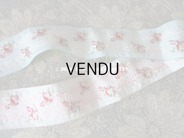 画像8: アンティーク 薔薇刺繍のリボン 淡いピンク＆水色のセット リボンメーカーのサンプラー  (8)