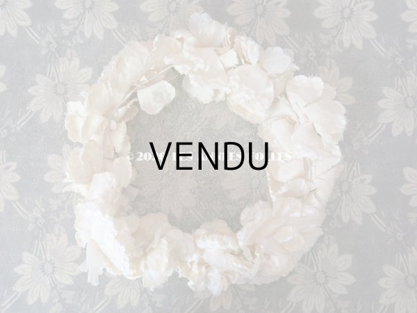 画像3: 1900年代 アンティーク シルク製 薔薇の花冠 ティアラ オフホワイト (3)