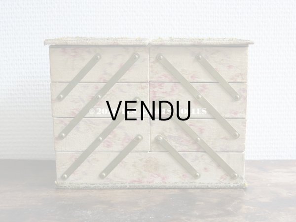 画像14: 1900年頃 アンティーク 薔薇&薄紫色のリボンのガーランド  カルトナージュボックス アコーディオン式 (14)