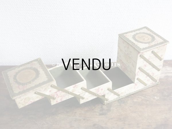 画像10: 1900年頃 アンティーク 薔薇&薄紫色のリボンのガーランド  カルトナージュボックス アコーディオン式 (10)