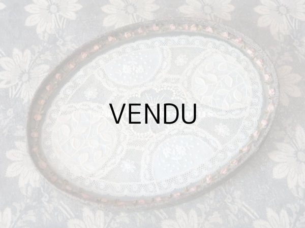 画像3: 19世紀末 アンティーク トレイ　ロココトリム＆レースの装飾 小物入れ (3)