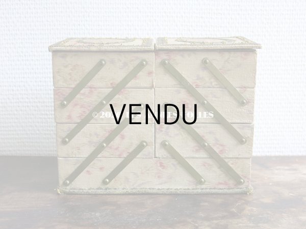 画像13: 1900年頃 アンティーク 薔薇&薄紫色のリボンのガーランド  カルトナージュボックス アコーディオン式 (13)