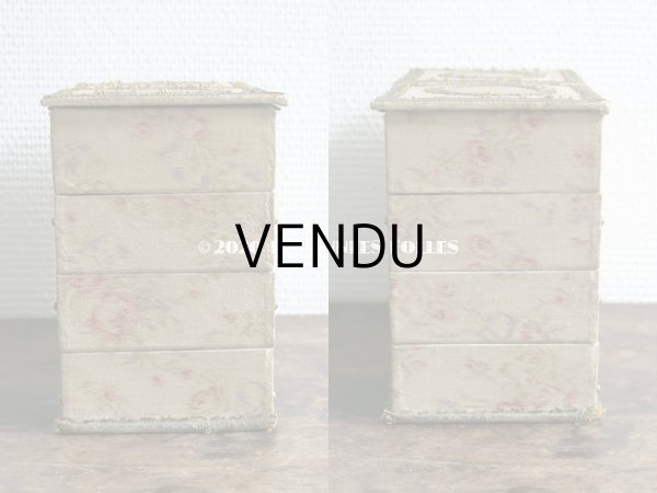画像17: 1900年頃 アンティーク 薔薇&薄紫色のリボンのガーランド  カルトナージュボックス アコーディオン式 (17)