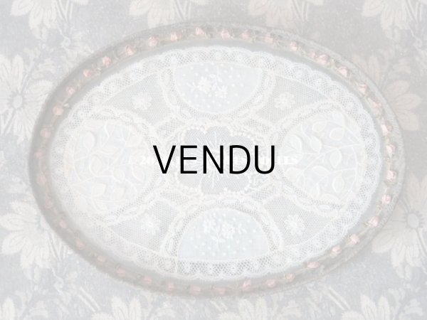 画像4: 19世紀末 アンティーク トレイ　ロココトリム＆レースの装飾 小物入れ (4)