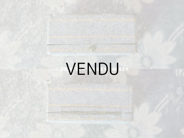 画像5: アンティーク　ブローチ用 ジュエリーボックス 金彩入り ライトグレー (5)
