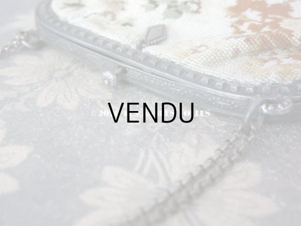 画像8: 1910年代 アンティーク 森の中の小さな兎 オモニエール ニードルポイント ミラー付き (8)