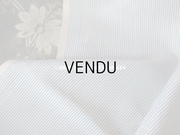 画像5: 未使用 1920年代 アンティーク  シルク製 ファブリック ピンストライプ　 ブルー＆オフホワイト (5)