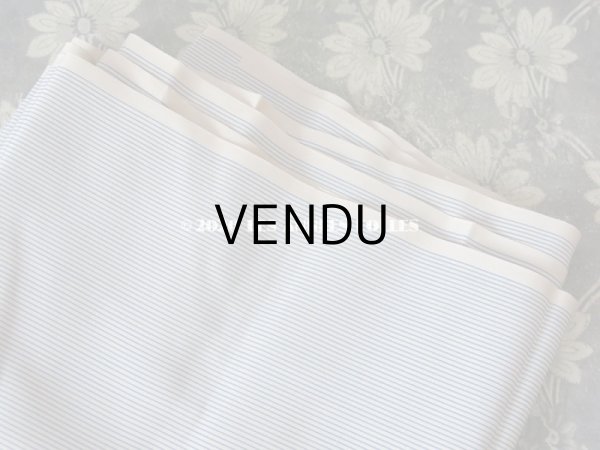 画像6: 未使用 1920年代 アンティーク  シルク製 ファブリック ピンストライプ　 ブルー＆オフホワイト (6)